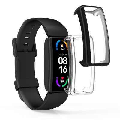 Set 2 Huse Kwmobile pentru Fitbit Inspire 3/Inspire 2/Ace 3, Silicon, Transparent/Negru, 53870.05 foto