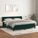 vidaXL Pat box spring cu saltea, verde &icirc;nchis, 160x200 cm, catifea 3131150