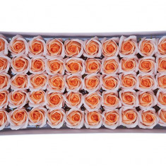 Trandafiri sapun bicolor pentru aranjamente florale set 50 buc, model 7