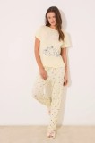 women&#039;secret set de pijama femei, culoarea galben, 3139869