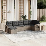 vidaXL Set canapele de grădină, 7 piese, cu perne, gri, poliratan