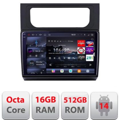 Navigatie VW Touran 2010-2016 Edotec Kit-touran3 8 core QLED 2K 16+512 360 Android Waze USB Navigatie Internet Youtube Radio CarStore Technology