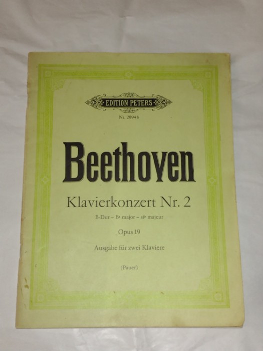 BEETHOVEN Klavierkonzert Nr.2 Opus 19 Ausgabe fur zwei Klaviere