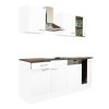 Mobila Bucatarie Yorki 220 cm, Corp Alb, Fronturi Alb Satinat, Bucatarie Modulara, Blat 38mm