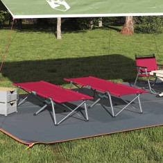 vidaXL Pat pliabil pentru camping Pliere 2 pcs Roșu 62 x 194 x 42 cm
