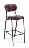 Cumpara ieftin Scaun de bar cu spatar picioare fier negru si sezut piele ecologica bordeaux Debbie 44 cm x 51 cm x 100 h x 74 h1
