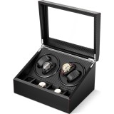 Cumpara ieftin Cutie intors ceasuri iUni, Watch Winder 4 + 6 spatii depozitare, Piele ecologica, Carbon