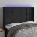 Tablie de pat cu LED, negru, 147x16x118/128 cm, catifea GartenMobel Dekor, vidaXL