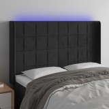 vidaXL Tăblie de pat cu LED, negru, 147x16x118/128 cm, catifea
