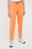 4F pantaloni de trening culoarea portocaliu, neted