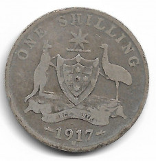 Moneda 1 shilling 1917 - Australia, 5,45 g argint 0,9250 foto