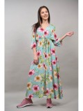 Rochie Lunga Flori Barcellona Verde Menta S-M Sweet Girl Bumbac Poliester Rochie de Zi Eleganta