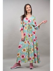ROCHIE LUNGA CU FLORI BARCELLONA S-M Verde Menta