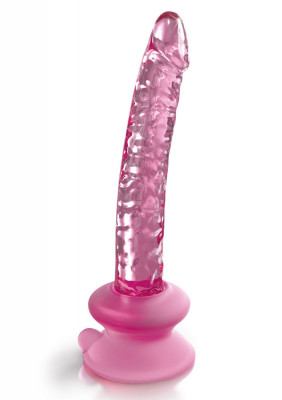 Dildo Realist Icicles Sticla cu Suport Silicon Roz 20 cm foto