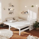 VidaXL Pat extensibil de zi, 2x(90x200) cm, alb, lemn masiv de pin
