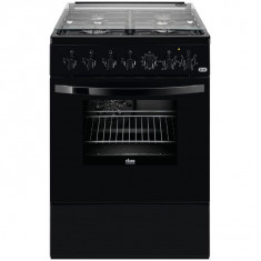 Aragaz Zanussi ZCK67211BA, Mixt, 4 arzatoare, Grill, Cuptor electric, 6 functii, Aprindere electrica, 54 l, 60 cm, Negru