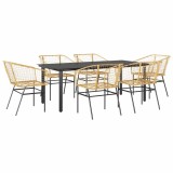 Cumpara ieftin Set de sufragerie de gradina 7 piese sticla maro din poli ratan