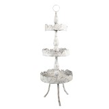 Cumpara ieftin Platou decorativ supraetajat metal bej maro vintage &Oslash; 36x104 cm