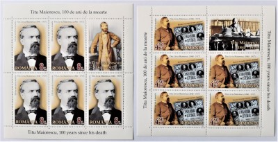 ROMANIA 2017 - Titu Maiorescu 100 ani - Minicoli de 5 timbre MNH - LP 2150 b foto