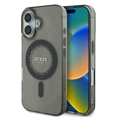 Husa pentru iPhone 16 - Guess IML Rhinestones MagSafe (GUHMP16SPFTDTEK) - Black foto