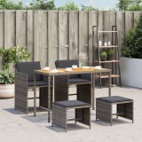 vidaXL Set mobilier de grădină cu perne, 5 piese, gri, poliratan 365086