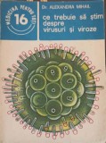 Ce Trebuie Sa Stim Despre Virusuri si Viroze - Alexandra Mihail, Editura Medicala, 1983, Medicina Pentru Toti