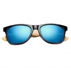 Ochelari Soare Bambus - Lemn, Protectie UV + Toc + Husa -Model Albastru