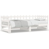 Gossi pat de zi extensibil, alb, 2x(80x200) cm, lemn masiv de pin