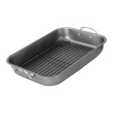 Tava cu grill pentru cuptor Vanora, 39 x 29 x 6 cm, otel, acoperire teflon, Negru