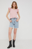 Answear Lab pantaloni scurti jeans femei, neted, high waist