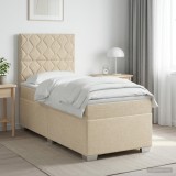Cumpara ieftin Pat boxspring cu saltea cu benzi LED Crem 80 x 200 cm Tesatura