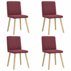 vidaXL Scaune de bucătărie, 4 buc., roșu vin, material textil