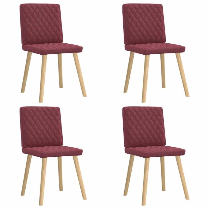 vidaXL Scaune de bucătărie, 4 buc., roșu vin, material textil