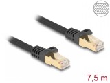 Cablu de retea RJ45 Cat.6A S/FTP 7.5m brodat Negru, Delock 80321