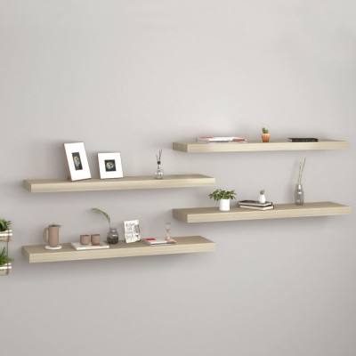 Gossi rafturi de perete suspendate 4 buc. stejar, 90x23,5x3,8 cm, mdf foto