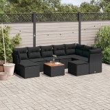 Cumpara ieftin Set canapele de grădină cu perne, 10 piese, negru, poliratan