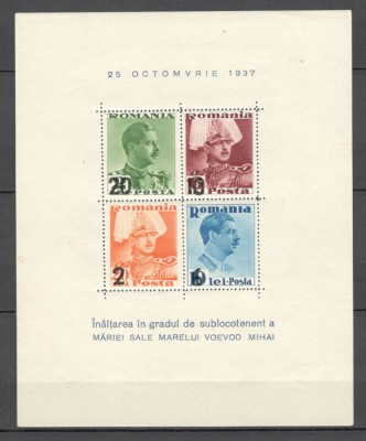 Romania.1937 Inaltarea in Grad a Voievodului Mihai-Bl. XR.63 foto