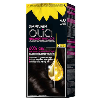 Vopsea de Par Permanenta Garnier Olia 4.0, Dark Brown, 110 ml, Fara Amoniac, Vopsea de Par, Vopsea de Par Permanenta, Vopsea de Par Garnier, Vopsea de foto