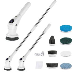 Perie de curatare electrica, Fara fir, Reincarcabila, Cu 8 capete inlocuibile, Maner extensibil reglabil, 3 viteze diferite, Intre 400 si 460 RPM, Pot foto
