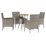 Cumpara ieftin Set bistro de gradina cu perne, 5 piese, gri, poliratan