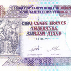 Bancnota Burundi 500 Franci 2013 - P45c UNC