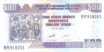 Bancnota Burundi 500 Franci 2013 - P45c UNC foto