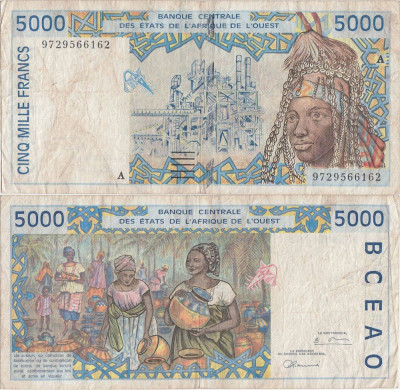 1997, 5.000 Francs (P-113 Af) - Coasta de Fildeş (Statele Africane de Vest) foto