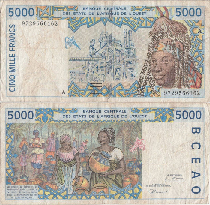 1997, 5.000 Francs (P-113 Af) - Coasta de Fildeş (Statele Africane de Vest)