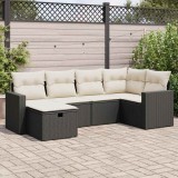 vidaXL Set mobilier de grădină cu perne, 6 piese, negru, poliratan 3325382
