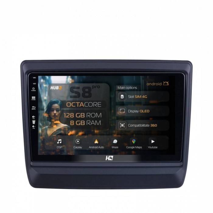 Navigatie Isuzu D-MAX (2020+) 8GB RAM Android 13 Octacore Slot Sim 4G DSP GPS Wi-FI Carplay Android Auto USB Bluetooth Waze Touchscreen 9 Inch