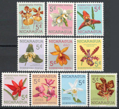 Nicaragua 1962 Mi 61/70 surtax stamps - Orhidee foto