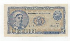 Bancnote Romania - 5 lei 1952 foto