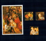 Insulele Cook 1989 - Craciun, picturi de Rubens, serie incompleta si colita neuzata
