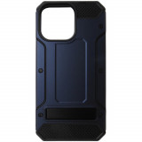 Husa Hybrid Armor cu stand, plastic bleumarin cu TPU negru pentru Apple iPhone 15 Pro Max